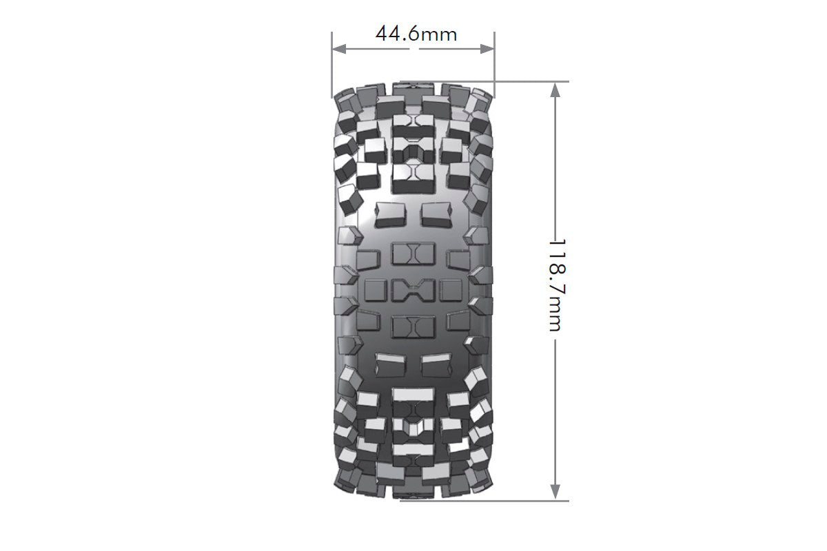 Louise R/C B-Ulldoze 1/8 Off-Road Buggy Tires, 17mm Hex, Mounted on Black Spoke Rim, Soft, Front/Rear (2) LT324SB