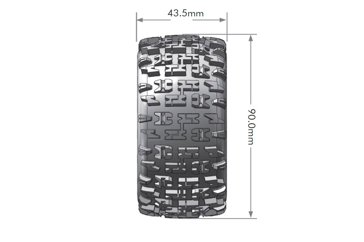 Louise R/C ST-Pioneer 1/16 2.2" Stadium Truck Tires, 12mm Hex, Soft, Mounted on Black Rim, Front/Rear (2) LT3278SB