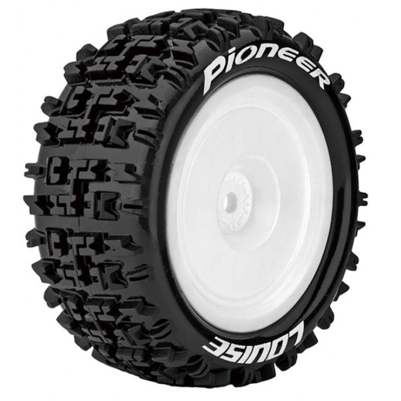 Louise R/C E-Pioneer 1/10 4WD Rear Buggy Tire, Soft, Mounted on White LT3278SWKR