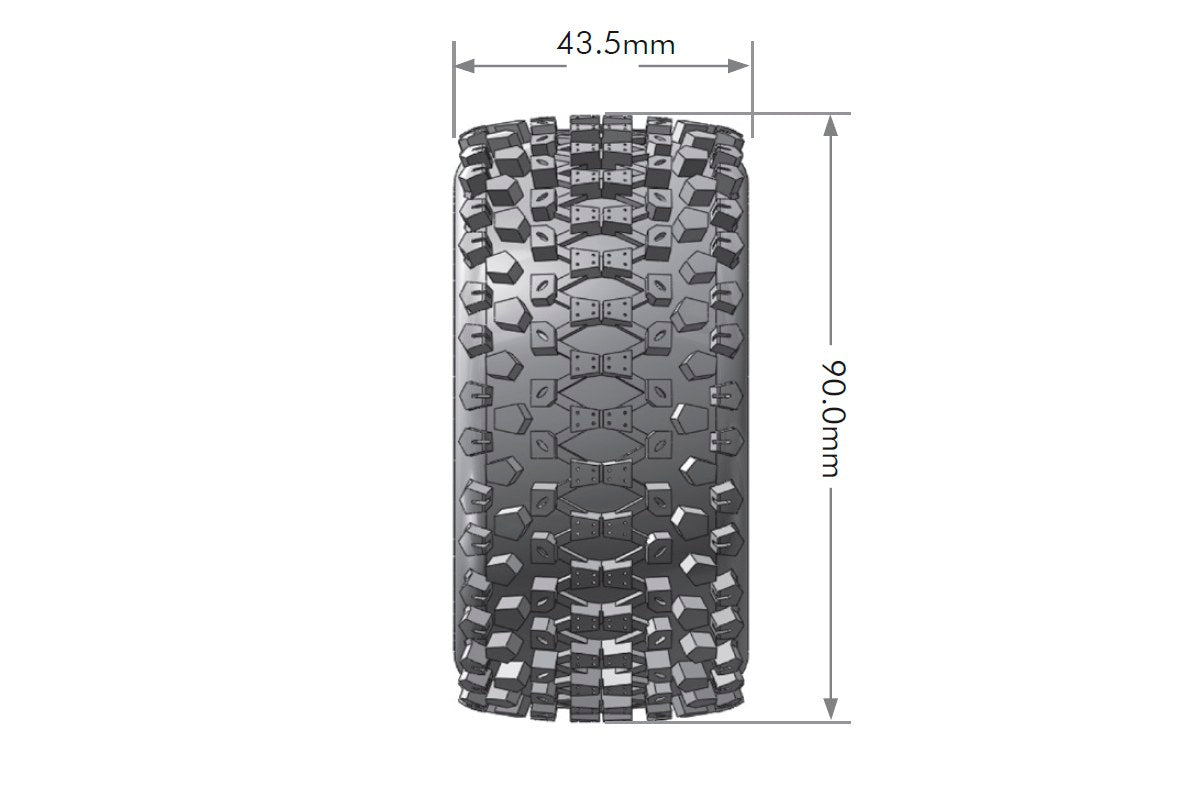 Louise R/C ST-Uphill 1/16 Stadium Truck Tires, 12mm Hex, Soft, Mounted on Black Spoke Rim, Front/Rear (2) LT3279SB