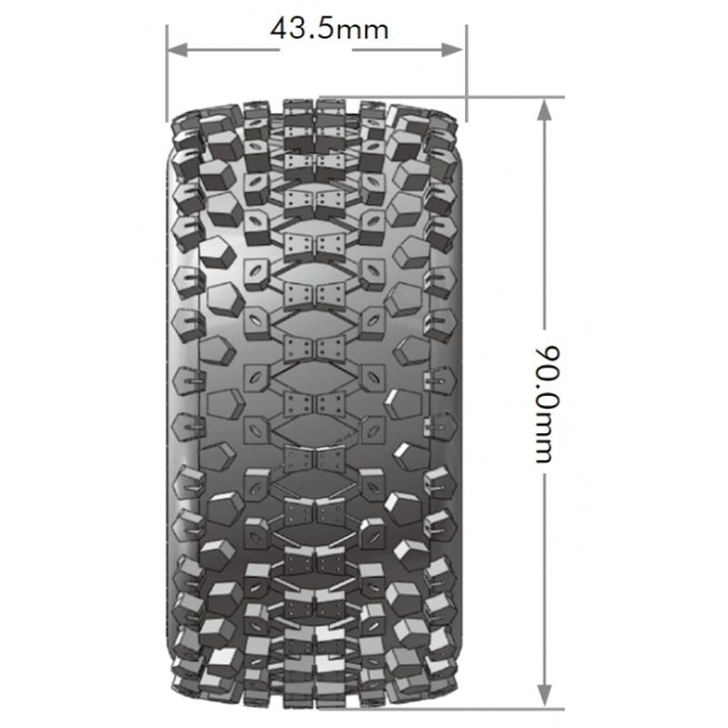Louise R/C E-Uphill 1/10 4WD Rear Buggy Tire, Soft, Mounted on White LT3279SWKR
