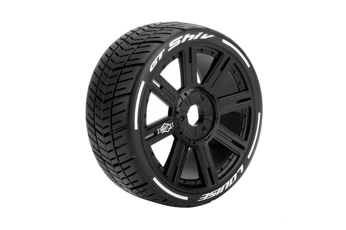 Louise R/C MFT GT-Shiv 1/8 GT Tires, 17mm Hex, Soft, Mounted on Black Spoke Rim, Front/Rear (2) LT3284SB