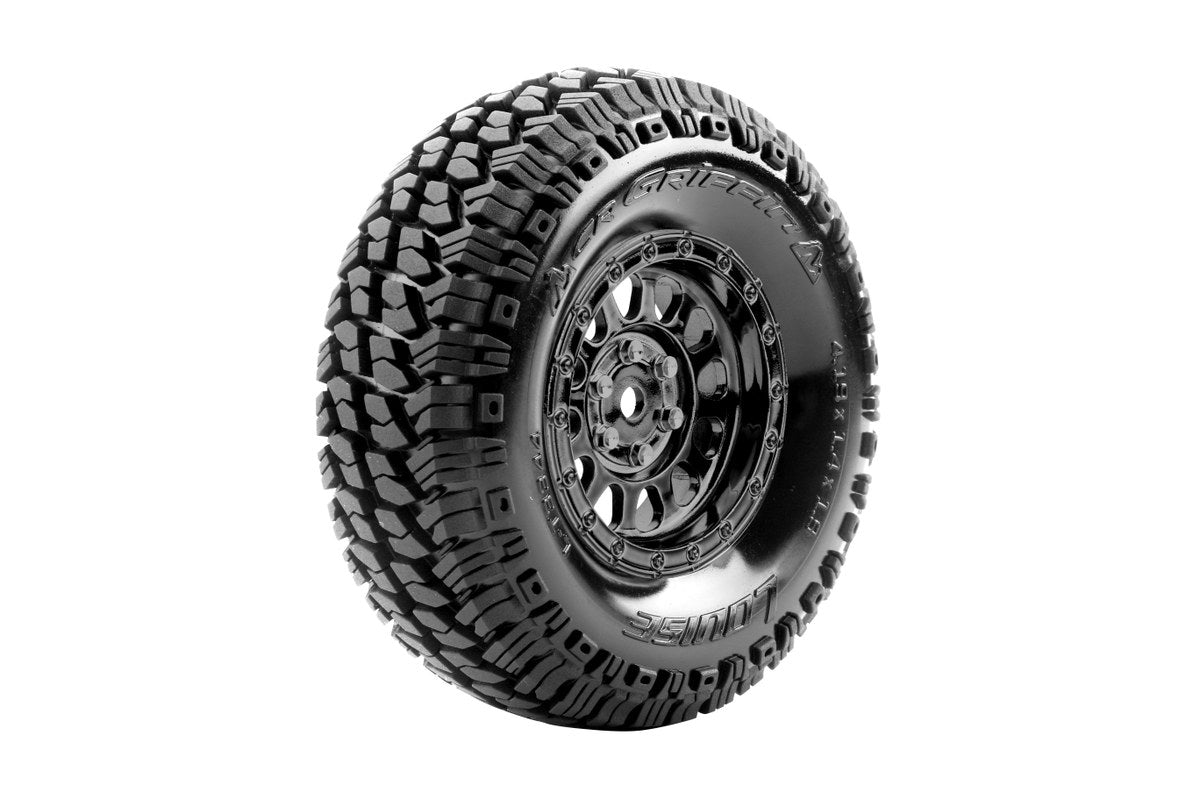 Louise R/C CR-Griffin 1/10 1.9" Crawler Class 1 Tires, 12mm Hex on Black Chrome Rim, Super Soft, Front/Rear (2) LT3344VBC