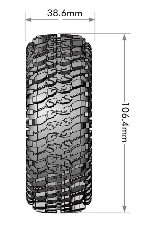 Louise R/C CR-Champ 1/10 1.9" Crawler Class 1 Tires, 12mm Hex, Super Soft, Mounted on Black Rim, Front/Rear (2) LT3345VB