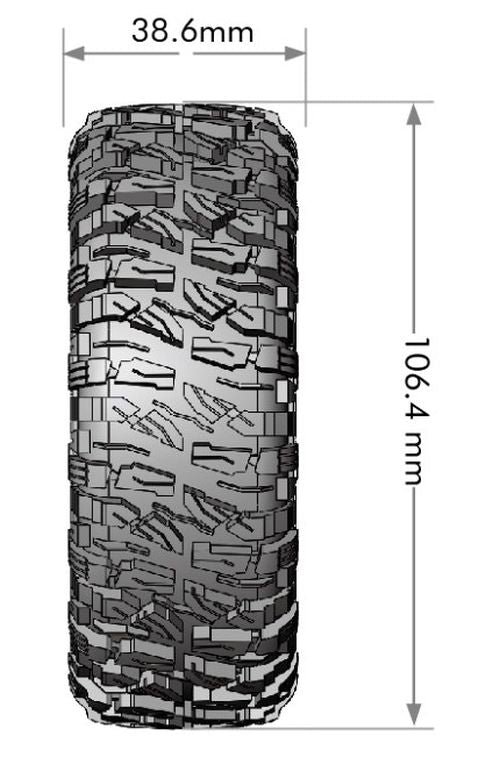 Louise R/C CR-Mallet 1/10 1.9" Crawler Class 1 Tires, 12mm Hex on Black Rim, Super Soft, Front/Rear (2) LT3346VB