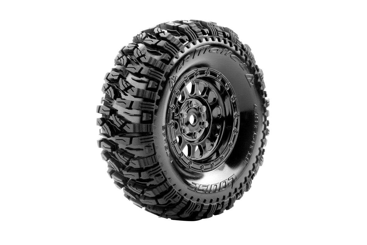 Louise R/C CR-Mallet 1/10 1.9" Crawler Class 1 Tires, 12mm Hex on Black Chrome Rim, Super Soft, Front/Rear (2) LT3346VBC