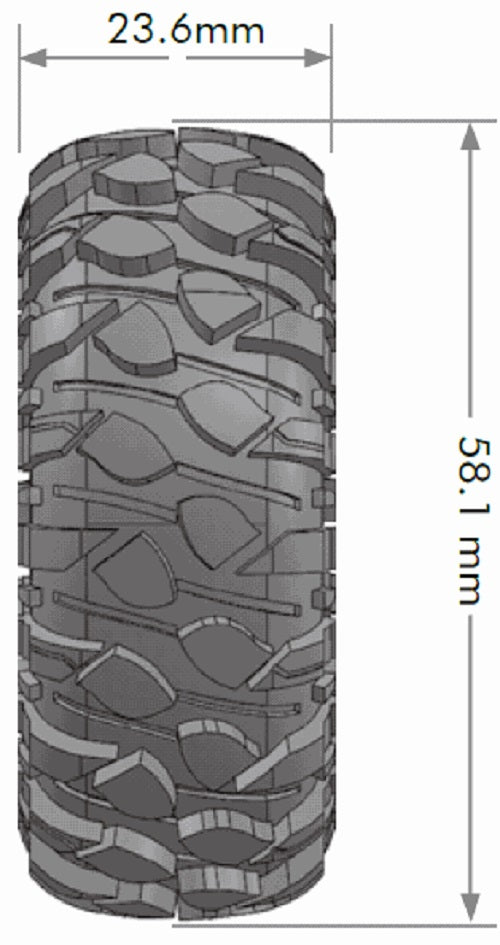 Louise R/C CR-Rowdy 1/18, 1/24 1.0" Crawler Tires, 7mm Hex, Super (2) LT3368VB