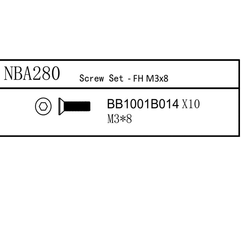 Louise R/C Screw Set - FH M3x8, for LDX Drift, LRX Rally, LTX Touring, NBA280