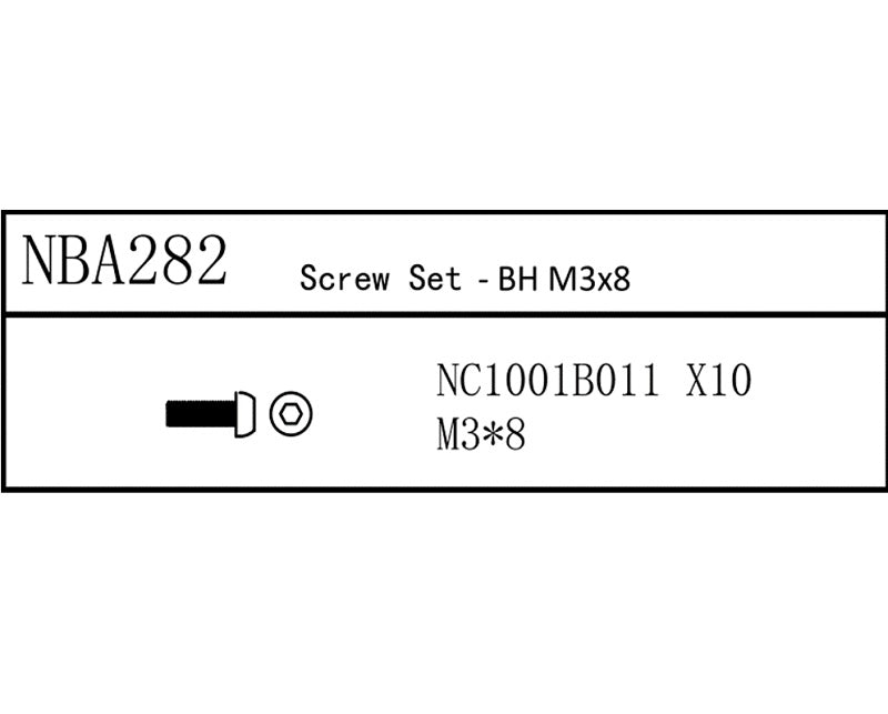 Louise R/C Screw Set - BH M3x8, for LDX Drift, LRX Rally, LTX Touring, NBA282