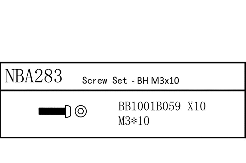 Louise R/C Screw Set - BH M3x10, for LDX Drift, LRX Rally, LTX Touring, NBA283