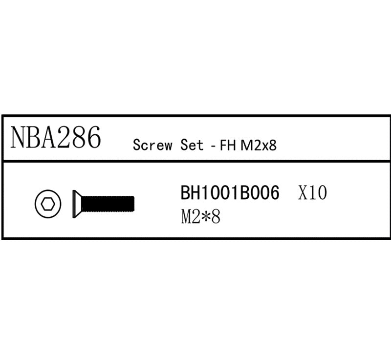 Louise R/C Screw Set - FH M2x8, for LDX Drift, LRX Rally, LTX Touring, NBA286