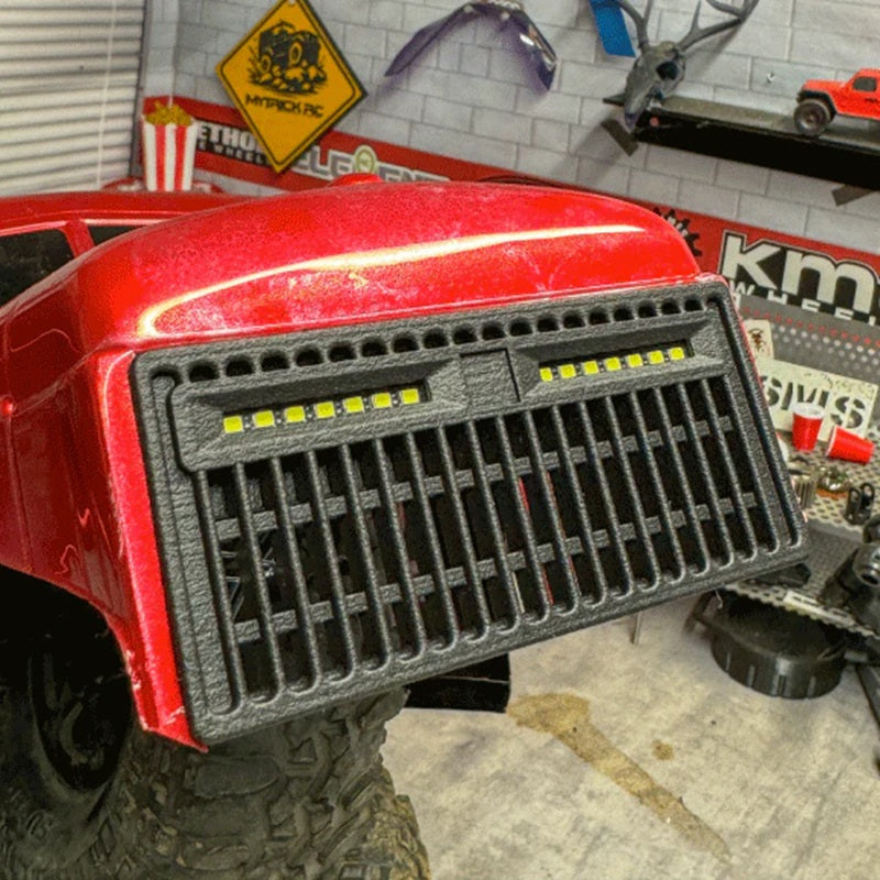 MyTrickRC Pro-Line Power Wagon Grill – Custom Scale Carbon Nylon Grill with Integrated Attack LED Headlights