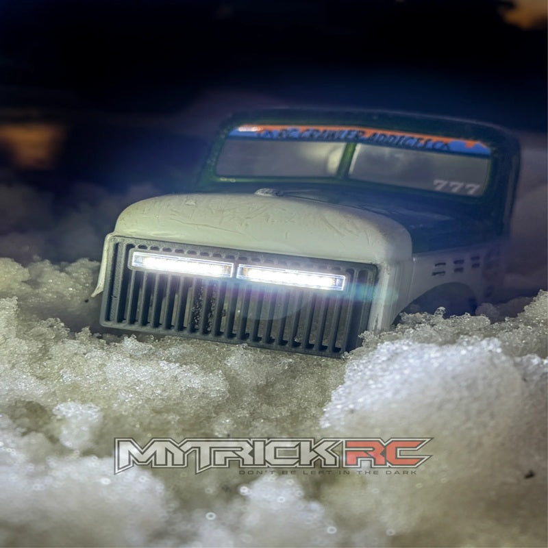 MyTrickRC Pro-Line Power Wagon Grill – Custom Scale Carbon Nylon Grill with Integrated Attack LED Headlights