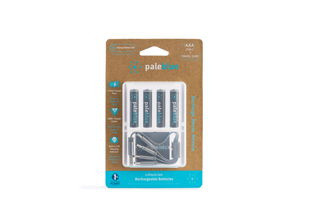 Pale Blue Earth Pale Blue Lithium Ion Rechargeable AAA Batteries 4pk