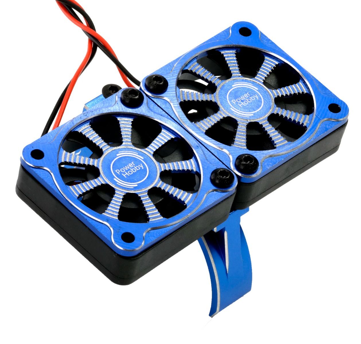 Powerhobby 1/8 Aluminum Heatsink 40mm Dual High Speed Cooling Fans with Cover Blue