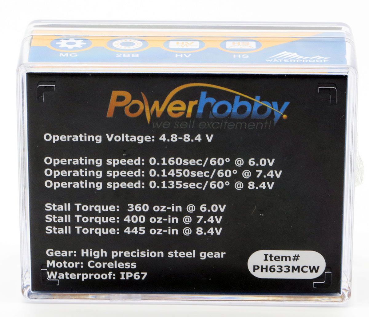 Powerhobby 633MCW HV Waterproof Coreless Steel Gear Servo Aluminum Case