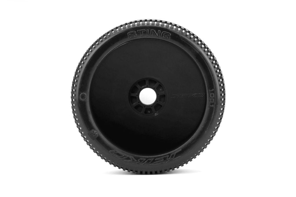 Power Hobby Sting 1/8 Buggy Mounted Tires Black Wheels (2) Medium Soft 1001DBMSG