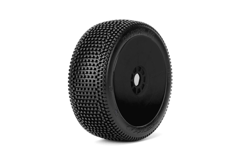 Power Hobby Block In 1/8 Buggy Mounted Tires Black Wheels (2) 1002DBUSG