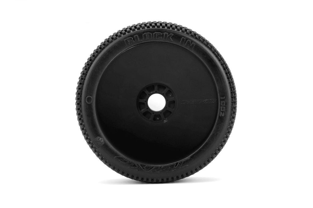 Power Hobby Block In 1/8 Buggy Mounted Tires Black Wheels (2) 1002DBUSG