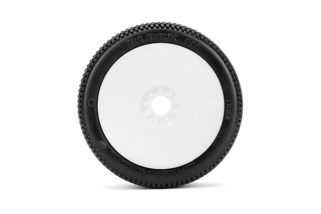 Power Hobby Block In 1/8 Buggy Mounted Tires White Wheels (2) 1002DWUSG