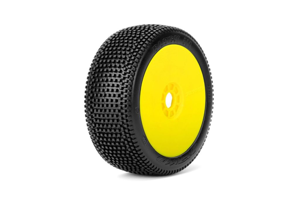 Power Hobby Block In 1/8 Buggy Mounted Tires Yellow Wheels (2) 1002DYMSG