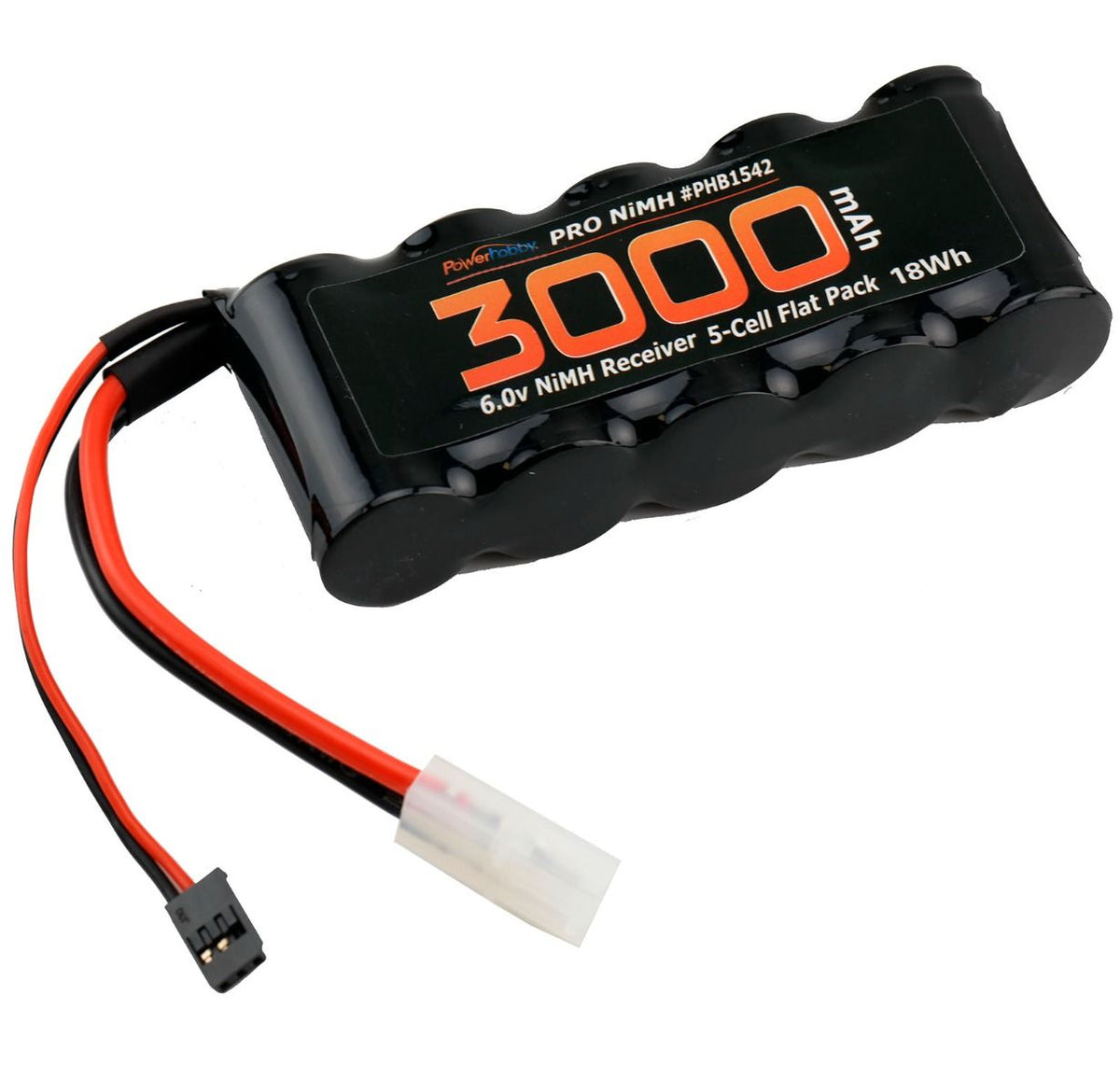 Power Hobby 6V 3000mAh 5 - Cell Flat Receiver RX NiMH Battery 1/5