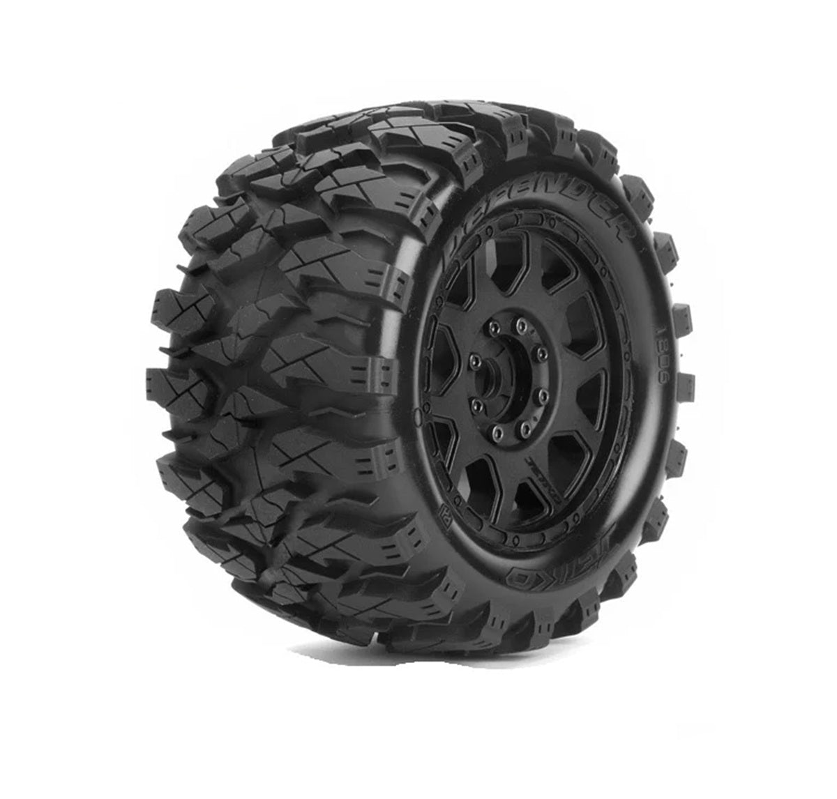 Power Hobby 3.8" Defender Belted 1/8 Monster Truck Tires with Removable Hex Wheels