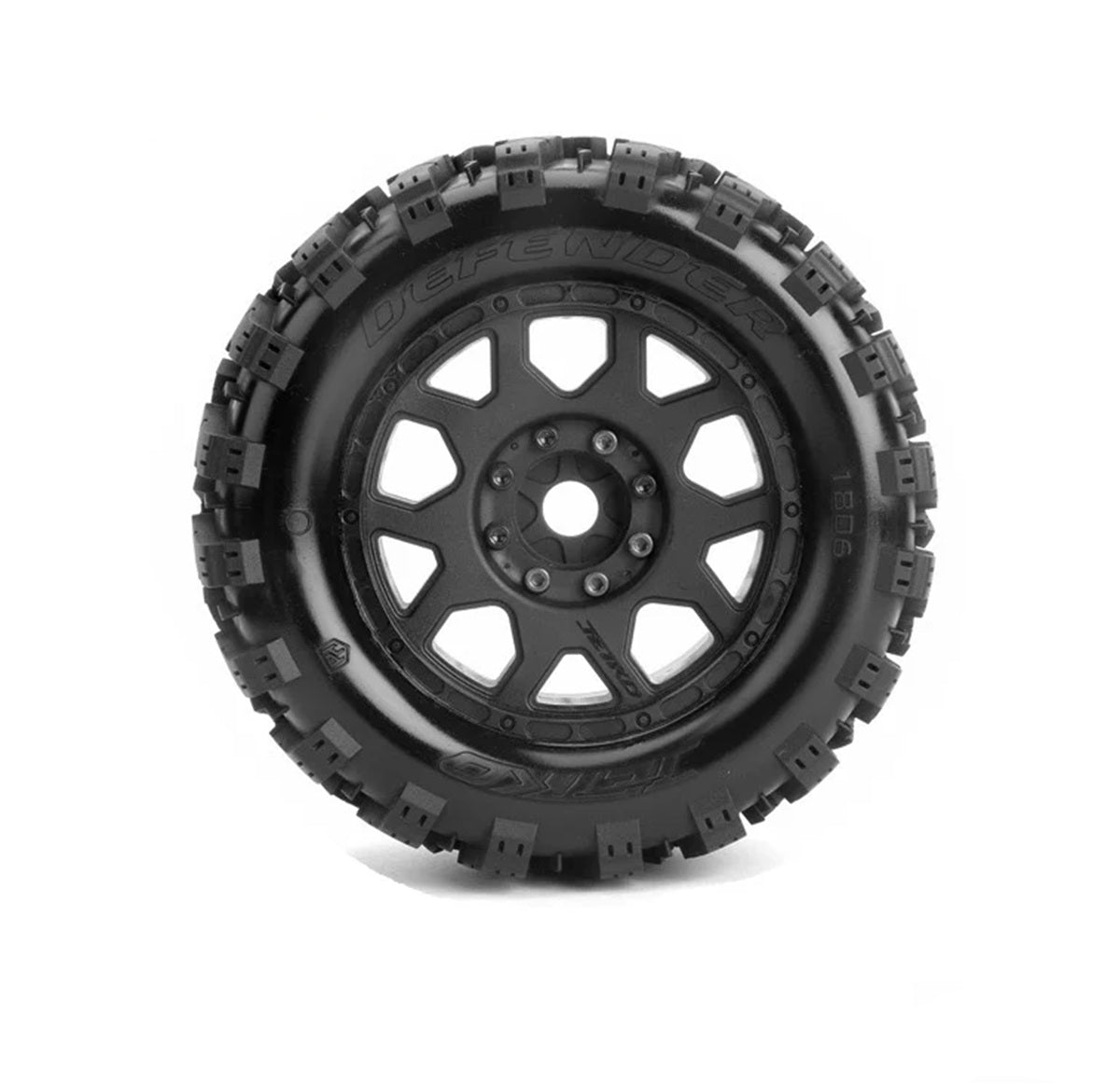 Power Hobby 3.8" Defender Belted 1/8 Monster Truck Tires with Removable Hex Wheels