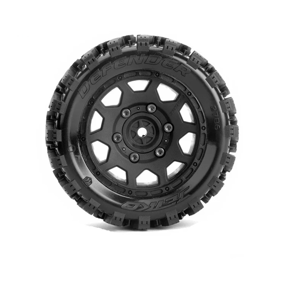 Power Hobby 2.8" Defender Belted 1/10 Stadium Truck Tires with Removable Hex Wheels (2-Pack)