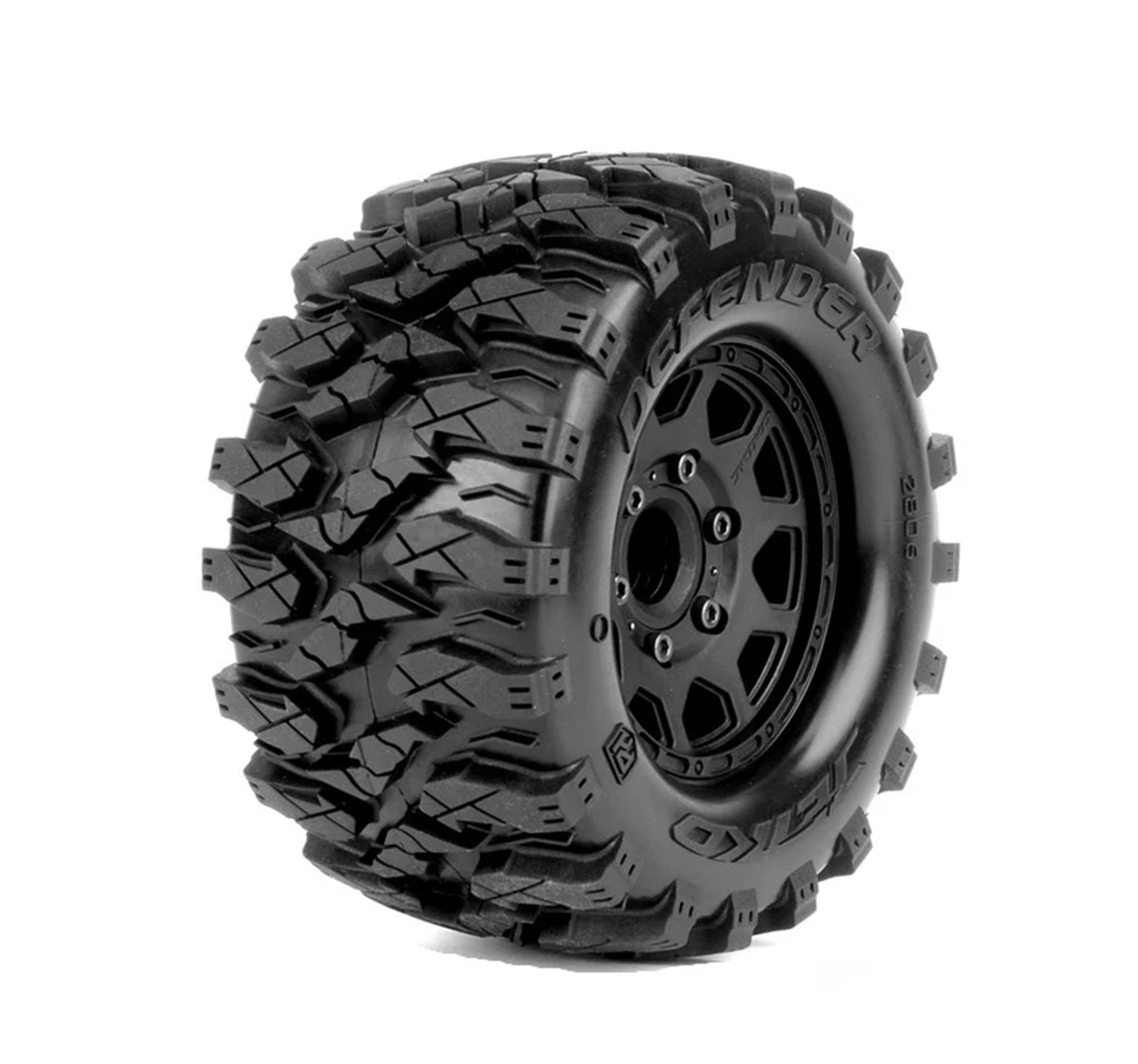 Power Hobby 2.8" Defender Belted 1/10 Monster Truck Tires with Removable Hex Wheels (2-Pack)