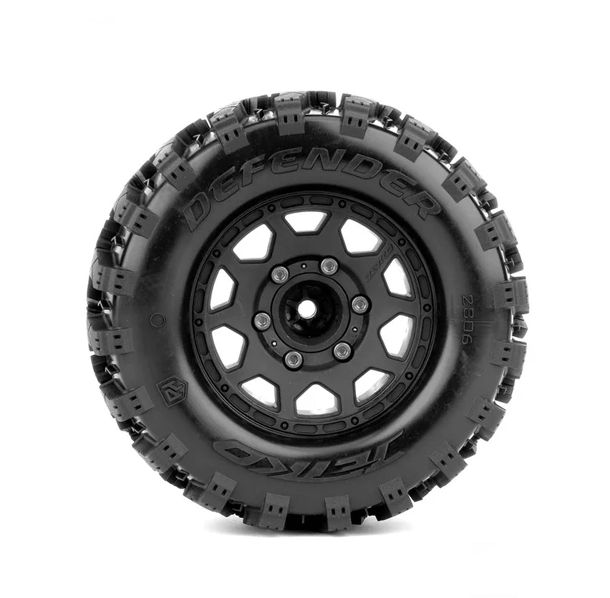 Power Hobby 2.8" Defender Belted 1/10 Monster Truck Tires with Removable Hex Wheels (2-Pack)