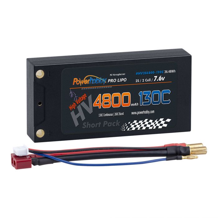 Power Hobby 2S 7.6V 4800mAh 130C HV + Graphene Shorty Lipo Battery