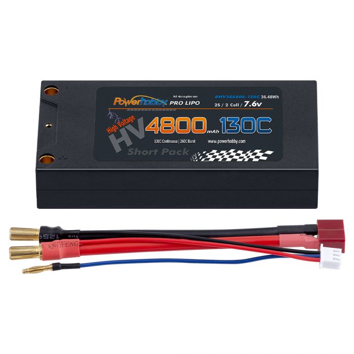 Power Hobby 2S 7.6V 4800mAh 130C HV + Graphene Shorty Lipo Battery