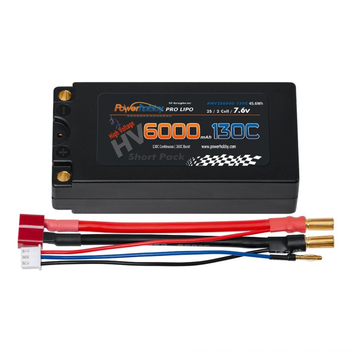 Power Hobby 2S 7.6V 6000mah 130C HV + Graphene Shorty Lipo Battery