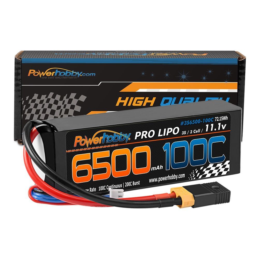 Power Hobby 3S 11.1V 6500mAh 100C Lipo Battery Pack w XT60 + Adapter