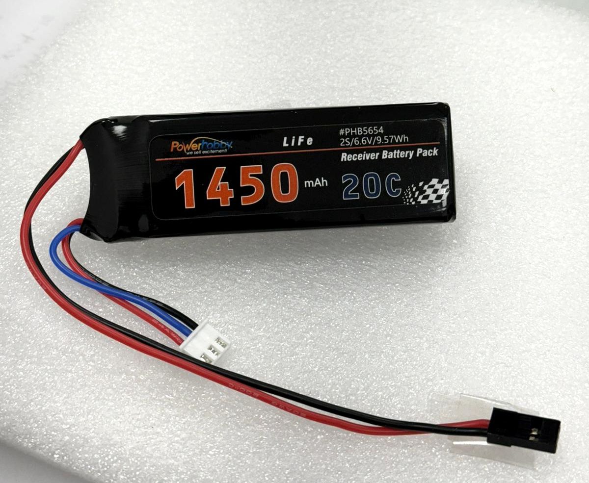 Power Hobby LiFe 2S 6.6V 1450mah LiFe Receiver Battery Pack 5654