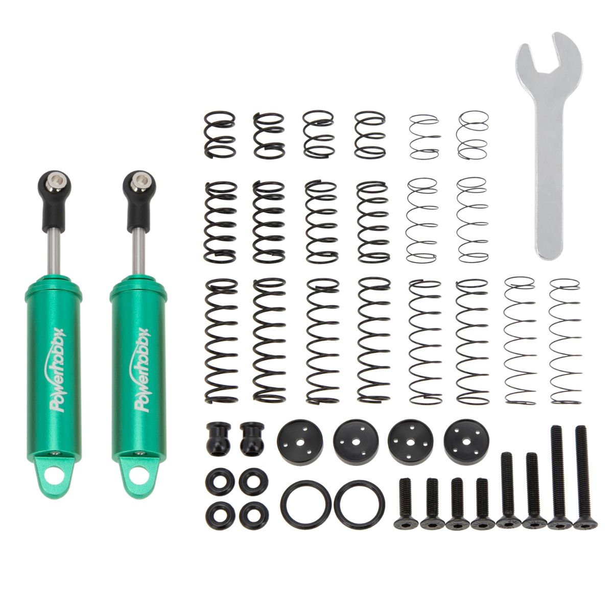 Power Hobby 80mm Promatics Two Stage Internal Spring Shocks Green