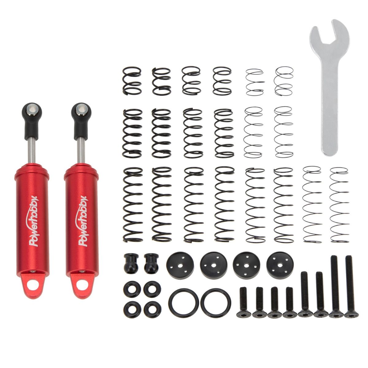 Power Hobby 80mm Promatics Two Stage Internal Spring Shocks Red