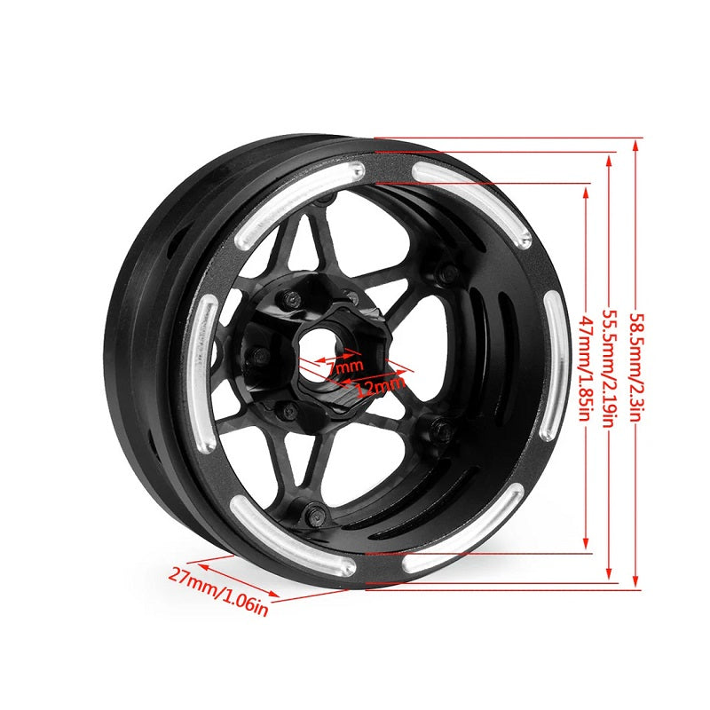 Power Hobby 1.9" Carbon Fiber Lightweight Beadlock Wheels A, 1/10 Rock Crawler 5854