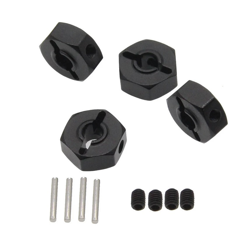 Power Hobby 12mm Wheel hex (4) Black for Losi Mini LMT 6512BLACK