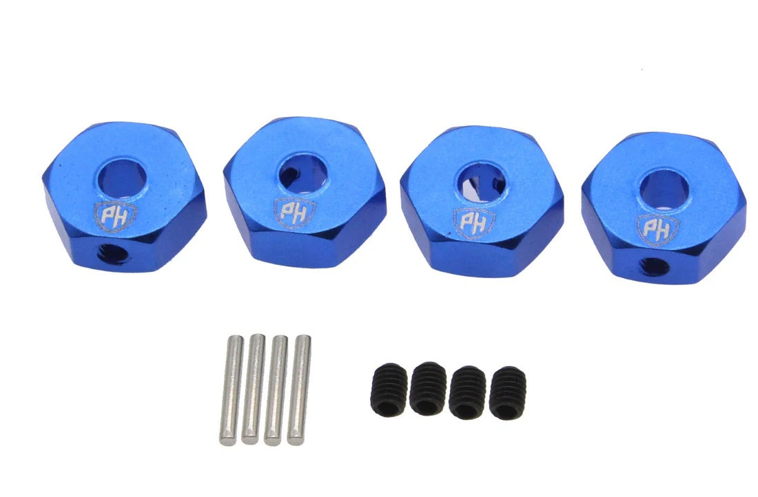 Power Hobby 12mm Wheel Hex (4) Blue for Losi Mini LMT 6512BLUE