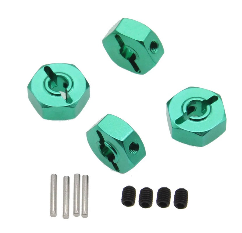 Power Hobby 12mm Wheel Hex (4) Green for Losi Mini LMT 6512GREEN