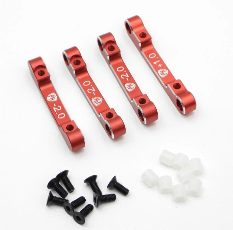 Power Hobby Aluminum Suspension Mount Set (+1.0/-2.0) Red, MST RMX 2.5 6820RED