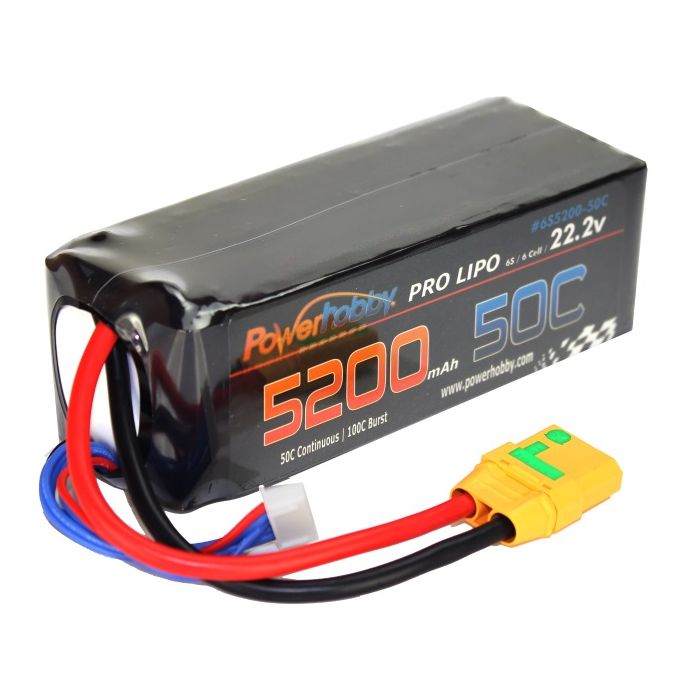 Powerhobby 6S 22.2V 5200MAH 50C Soft Case Lipo Battery w/ XT90 Plug