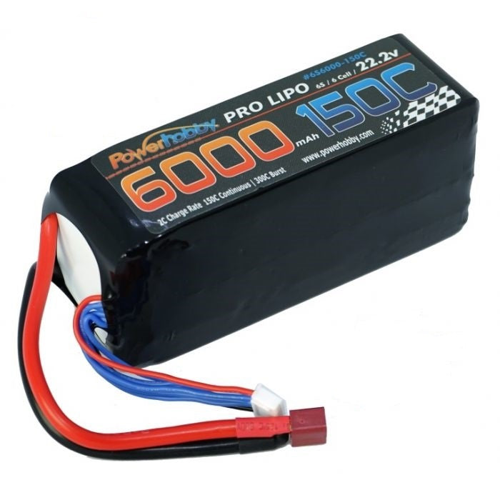 Powerhobby Xtreme 6S 22.2V 6000MAH 150-300C Lipo Battery w/ XT90 Plug