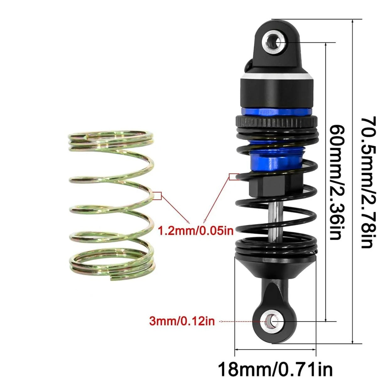 Power Hobby Aluminum Front / Rear Adjustable Shocks Blue RC Upgrade Part