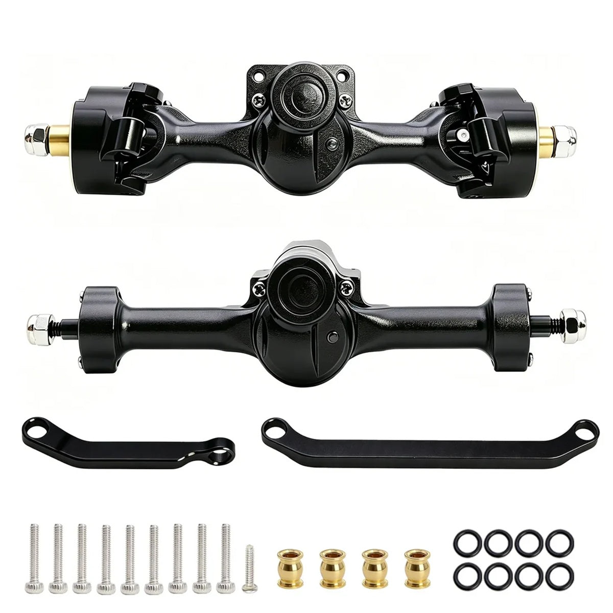 Power Hobby Axial SCX30 Front + Rear Aluminum Complete Axles Black RC Upgrade Part