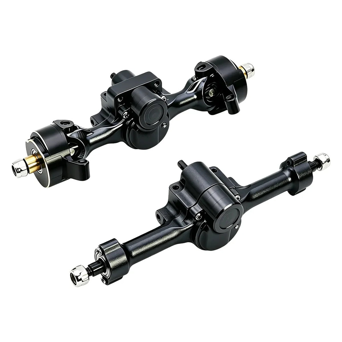 Power Hobby Axial SCX30 Front + Rear Aluminum Complete Axles Black RC Upgrade Part