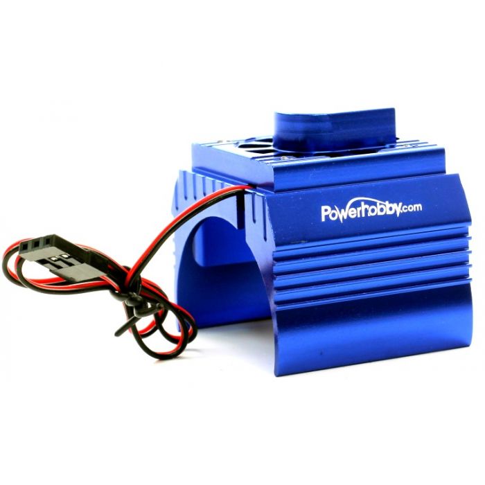 Powerhobby Aluminum Motor Heatsink Cooling Fan 1/10 540 and 550 Size Motors Blue