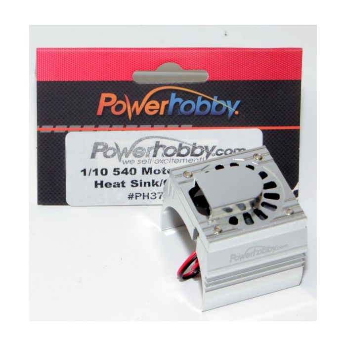 Powerhobby Aluminum Motor Heatsink Cooling Fan 1/10 540 and 550 Size Motors Silver